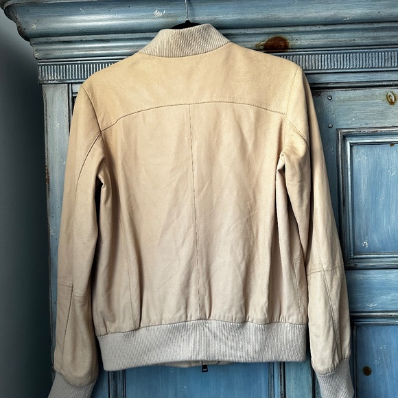 Vince Beige Lamb Leather Bomber Jacket Size S - Picture 6 of 8
